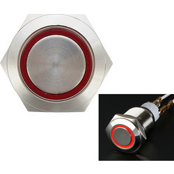 22mm 12V LED illuminated Metal Latching Self-Lock Switch - Red (IP67)