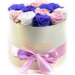 Forever Roses Ροζ-Λιλά-Λευκό Deluxe 19x20cm 14 τριαντάφυλλα