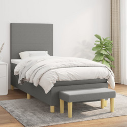 vidaXL Κρεβάτι Boxspring Υφασμάτινο με Στρώμα Σκούρο Γκρι 80x200cm 3136950