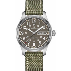 Hamilton Khaki Field Ανδρικό Ρολόι Αυτόματο με Χακί Υφασμάτινο Λουράκι H70535081