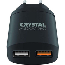 Crystal Audio Φορτιστής Χωρίς Καλώδιο με 2 Θύρες USB-A Quick Charge 3.0 Black QP2-3