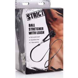 Master Series Strict Ball Stretcher with Leash Ελαστικό Δαχτυλίδι Όρχεων 3.5cm Μαύρο