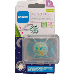 Mam Perfect Ανατομική Ορθοδοντική Πιπίλα Σιλικόνης Νυκτός 6m+ Καμηλοπάρδαλη Μπλε