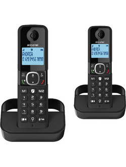 Alcatel F860 Ασύρματο Τηλέφωνο Σετ Duo με Ανοιχτή Ακρόαση Μαύρο