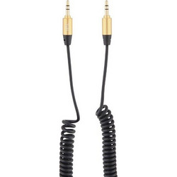T nB JACTWISTBK2 SPIRAL GOLD CABLE 3.5mm MALE-3.5mm MALE 1.80m BLACK