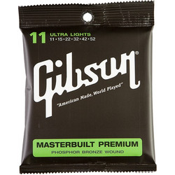 Gibson Masterbuild Σετ 6 Χορδές Ακουστικής Κιθάρας Phosphor Bronze 11-52" Extra Light Tension