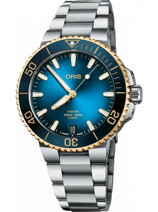 Oris Aquis Ανδρικό Ρολόι Αυτόματο με Ασημί Μεταλλικό Μπρασελέ 0140077696355-0782209PEB