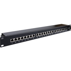 Patch panel κατηγορίας CAT 6Α STP 24 θυρών σε μαύρο χρώμα για τοποθέτηση σε rack cabinet 19 - 055-0968