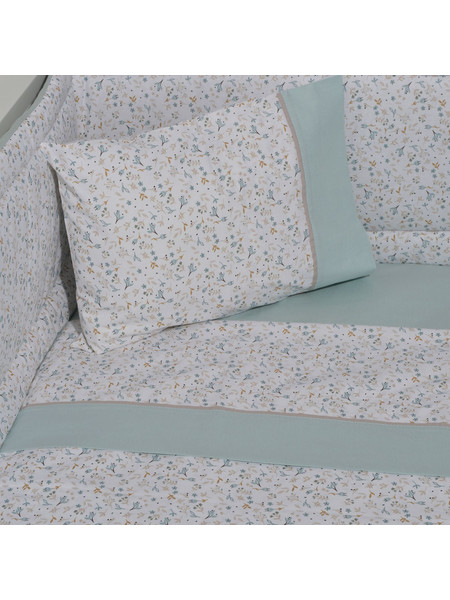 Baby Oliver Σετ Βρεφικά Σεντόνια Κούνιας Βαμβακερά 110x170 Des 403 White/Mint