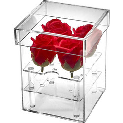JΚ Home Decor - Κουτί Ακρυλικό με Βάση - 4 Λουλούδια 12x15.5cm
