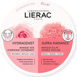 Lierac Hydragenist & Supra Radiance Κρεμώδης Μάσκα Προσώπου για Καθαρισμό Ενυδάτωση & Λάμψη με Οξυγόνο 2x6ml