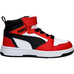 Puma Rebound V6 MID Παιδικά Sneakers Μποτάκια Λευκά Κόκκινα 393832-03