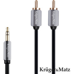 Kruger & Matz KM0309 Καλώδιο Αρσενικο Jack 3.5mm σε 2x RCA 100cm