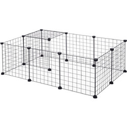 PawHut Modular Περίβλημα για Κατοικίδια Μαύρο 12 Modules 35x35cm D06-055