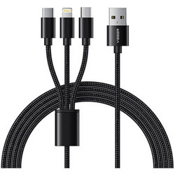 Veger V303 Καλώδιο Φόρτισης και Δεδομένων 3 σε 1 USB-A σε Lightning / Type-C / MicroUSB 1,5m - Μαύρο
