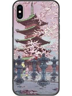 Θήκη Ukiyo-e - Cherry Blossom iPhone XS Max Black TPU (Μαύρη Σιλικόνη)