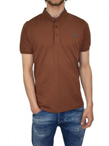 Side Effect M-S3224 Ανδρικό T-Shirt Κεραμιδί Μάο πικέ