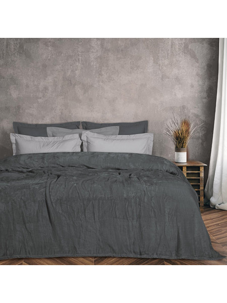 Das Home Κουβερτα Velour Υπερδιπλη 1343 Γραφιτησ Γραφιτησ