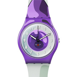 Swatch Ανδρικό Ρολόι με Μωβ Καουτσούκ Λουράκι GZ359