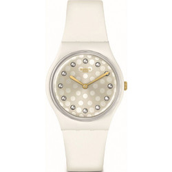 Swatch Sparkle Shine Γυναικείο Ρολόι με Λευκό Καουτσούκ Λουράκι SO31W109