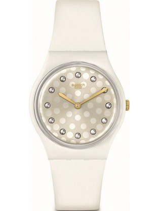 Swatch Sparkle Shine Γυναικείο Ρολόι με Λευκό Καουτσούκ Λουράκι SO31W109