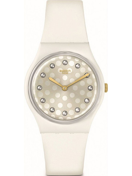 Swatch Sparkle Shine Γυναικείο Ρολόι με Λευκό Καουτσούκ Λουράκι SO31W109