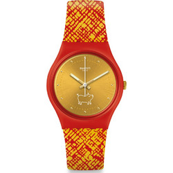 Swatch Gem Of The New Year Γυναικείο Ρολόι με Κόκκινο Καουτσούκ Λουράκι GZ319
