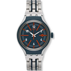 Swatch Straight Forward Ανδρικό Ρολόι με Μπλε Ασημί Μεταλλικό Μπρασελέ YES4012AG
