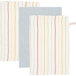 Little Dytch Σετ 3 πανάκια μπάνιου Vintage Sunny Stripes / Pure Soft Blue