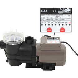 vidaXL Αντλία Πισίνας με Χρονοδιακόπτη Μαύρη 0,25 HP 8000 Λίτρα / Ώρα 91724