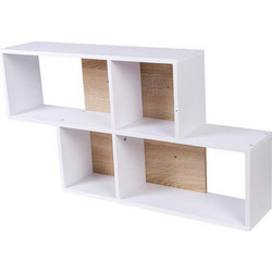 Επιτοίχια Ξύλινη Ραφιέρα με 4 Ράφια 100 x 19.5 x 53 cm Χρώματος Λευκό Bakaji 02837258