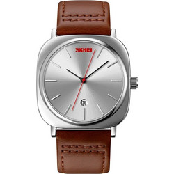 Skmei Ανδρικό Ρολόι με Καφέ Δερμάτινο Λουράκι 9266 Brown/Silver