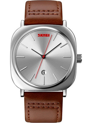 Skmei Ανδρικό Ρολόι με Καφέ Δερμάτινο Λουράκι 9266 Brown/Silver