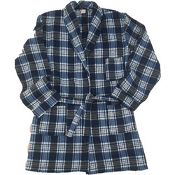 Thomas Ανδρική Κλασική Ρόμπα Κοντό Μήκος Fleece Καρό Με Ζώνη - Μπλε