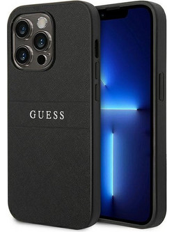 Guess Saffiano Strap Back Cover Black (iPhone 14 Pro)