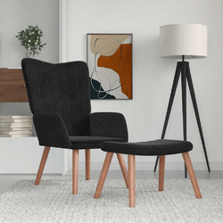 vidaXL Πολυθρόνα Relax με Υποπόδιο Βελούδινη Μαύρη 327672