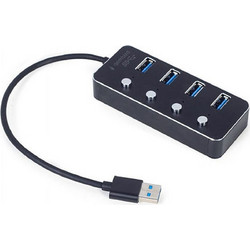 Gembird UHB-U3P4P-01 USB Hub 3.0 USB-A με 4 Θύρες USB-A & Εξωτερική Παροχή Ρεύματος
