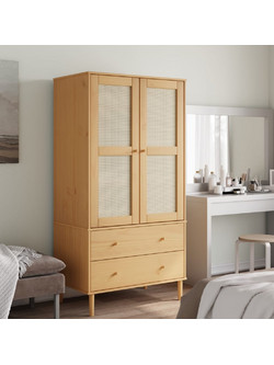 vidaXL Δίφυλλη Ντουλάπα Ρούχων Senja Καφέ 90x55x175cm 358034