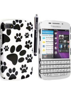 Σκληρή Θήκη Πίσω Κάλυμμα για BlackBerry Q10 Λευκή Με Πατούσες (ΟΕΜ)