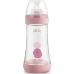 Chicco Perfect 5 Πλαστικό Μπιμπερό με Θηλή Σιλικόνης κατά των Κολικών 2m+ Ροζ 240ml