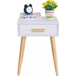 ModernHome Ξύλινο Κομοδίνο Λευκό 46x36x58cm WYJ-085-White 5903089067313