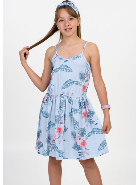TraX Παιδικό Φόρεμα Floral Γαλάζιο 43134