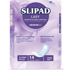 Slipad Lady Super Plus Σερβιέτες Ακράτειας 6 Σταγόνες 14τμχ