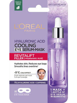 L'Oreal Paris Revitalift Filler Eye Sheet Μάσκα Ματιών για Ενυδάτωση & Αντιγήρανση με Υαλουρονικό 11gr