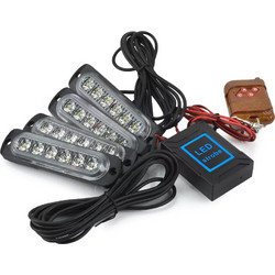 Σετ 4τμχ Mini Μπάρες LED Όγκου 24LED Strobe Λευκού Φωτισμού & Τηλεχειριστήριο OEM 54127