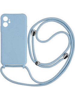 Back Cover Σιλικόνης με Λουράκι για iPhone 12 Γαλάζιο