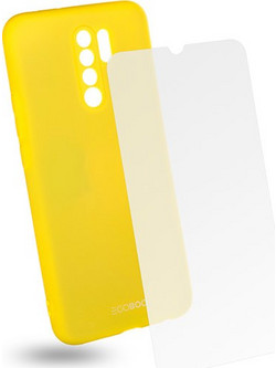 EGOBOO backcover for Xiaomi Redmi 9, Lime + Tempered Glass