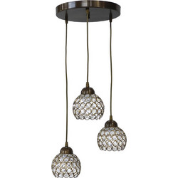 Heronia Lighting Chris 3L Pendel Br Crystal Κρεμαστό Φωτιστικό Οροφής με Κρύσταλλα Τρίφωτο E27 01-0263