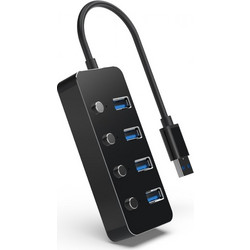 Gembird UHB-U3P4P-01 USB Hub 3.0 USB-A με 4 Θύρες USB-A & Εξωτερική Παροχή Ρεύματος