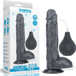 Lovetoy Extreme 10" Ρεαλιστικό Dildo με Βεντούζα Όρχεις & Δυνατότητα Εκσπερμάτωσης 25.5cm Μαύρο